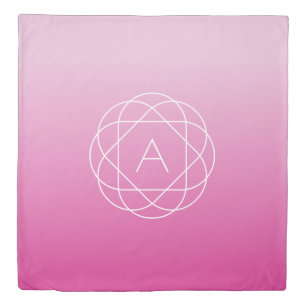 Flower-Like Geometric Monogram   Pink Shaded Ombre Duvet Cover