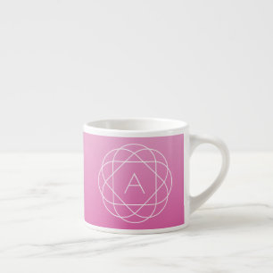 Flower-Like Geometric Monogram Pink Shaded Ombre Espresso Cup