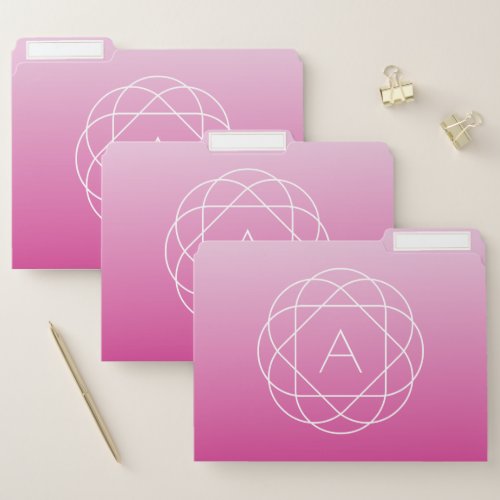 Flower_Like Geometric Monogram  Pink Shaded Ombre File Folder