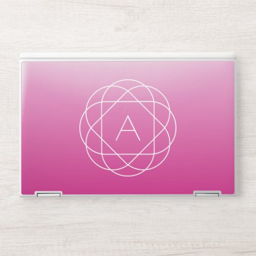 Flower_Like Geometric Monogram  Pink Shaded Ombre HP Laptop Skin