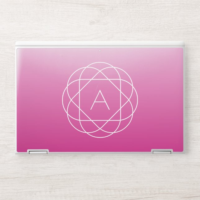 Flower-Like Geometric Monogram | Pink Shaded Ombre HP Laptop Skin (Front)