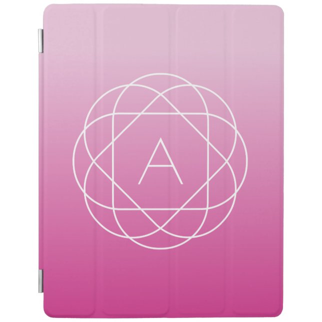 Flower-Like Geometric Monogram | Pink Shaded Ombre iPad Smart Cover (Front)