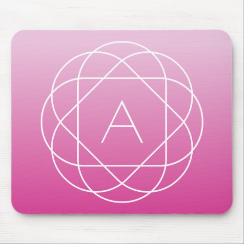 Flower_Like Geometric Monogram  Pink Shaded Ombre Mouse Pad