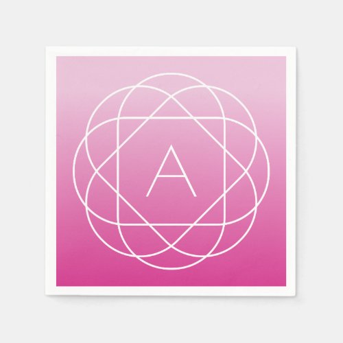 Flower_Like Geometric Monogram  Pink Shaded Ombre Napkins