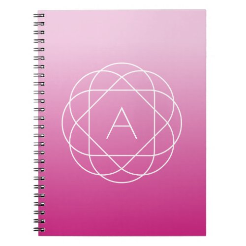 Flower_Like Geometric Monogram  Pink Shaded Ombre Notebook