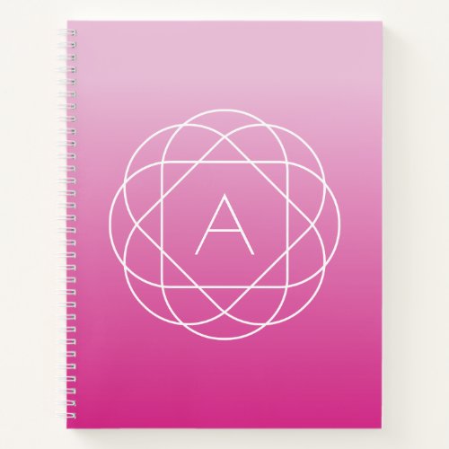 Flower_Like Geometric Monogram  Pink Shaded Ombre Notebook