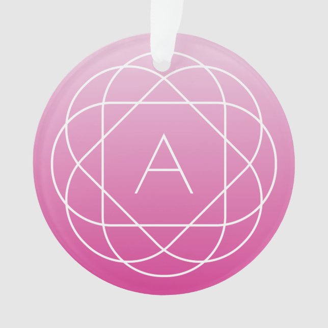Flower-Like Geometric Monogram | Pink Shaded Ombre Ornament (Front)