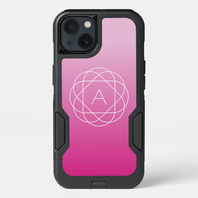 Flower-Like Geometric Monogram | Pink Shaded Ombre Otterbox iPhone Case (Back)