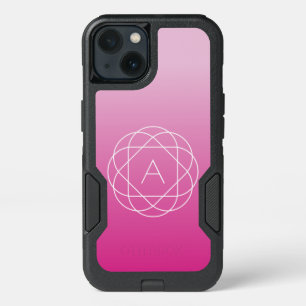 Flower-Like Geometric Monogram   Pink Shaded Ombre iPhone 13 Case
