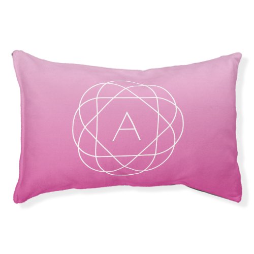 Flower_Like Geometric Monogram  Pink Shaded Ombre Pet Bed