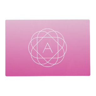 Flower-Like Geometric Monogram   Pink Shaded Ombre Placemat
