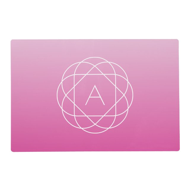 Flower-Like Geometric Monogram | Pink Shaded Ombre Placemat (Front)