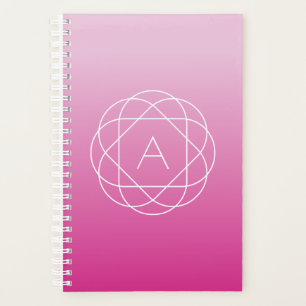 Flower-Like Geometric Monogram Pink Shaded Ombre Planner