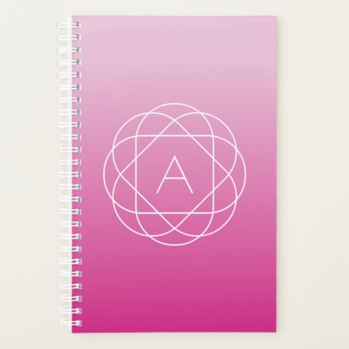 Flower_Like Geometric Monogram  Pink Shaded Ombre Planner