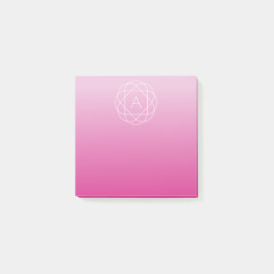Flower-Like Geometric Monogram   Pink Shaded Ombre Post-it Notes