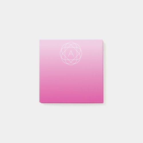 Flower_Like Geometric Monogram  Pink Shaded Ombre Post_it Notes