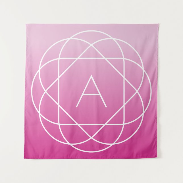 Flower-Like Geometric Monogram | Pink Shaded Ombre Tapestry (Front)