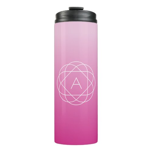 Flower_Like Geometric Monogram  Pink Shaded Ombre Thermal Tumbler