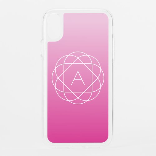 Flower_Like Geometric Monogram  Pink Shaded Ombre iPhone XR Case