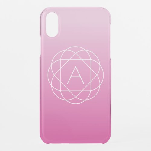 Flower_Like Geometric Monogram  Pink Shaded Ombre iPhone XR Case