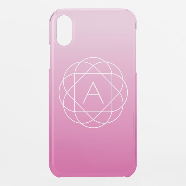 Flower-Like Geometric Monogram | Pink Shaded Ombre Uncommon iPhone Case (Back)