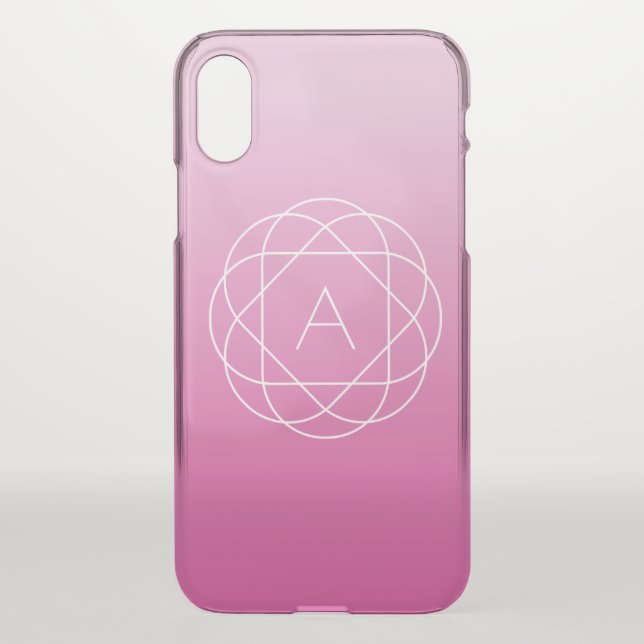 Flower-Like Geometric Monogram | Pink Shaded Ombre Uncommon iPhone Case (Back)