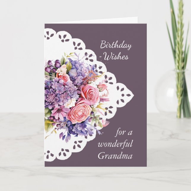  Flower Lilac Bouquet Grandma Grandmother Card (Front)