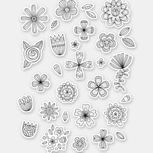 Flower Line Art Drawing Sticker