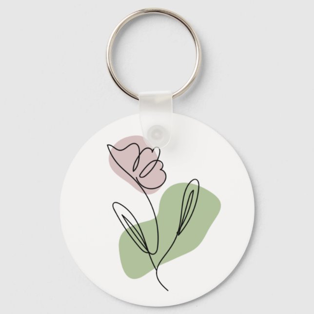 Flower Line Art  Keychain (Front)