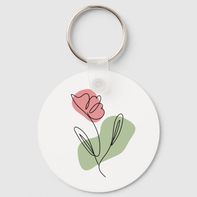 Flower Line Art    Keychain (Front)