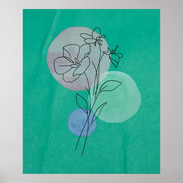 Flower Line art Prints, Floral wall art (Front)