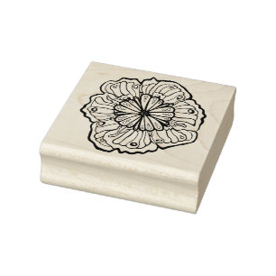 Flower Line Drawing Wood Art Stamp