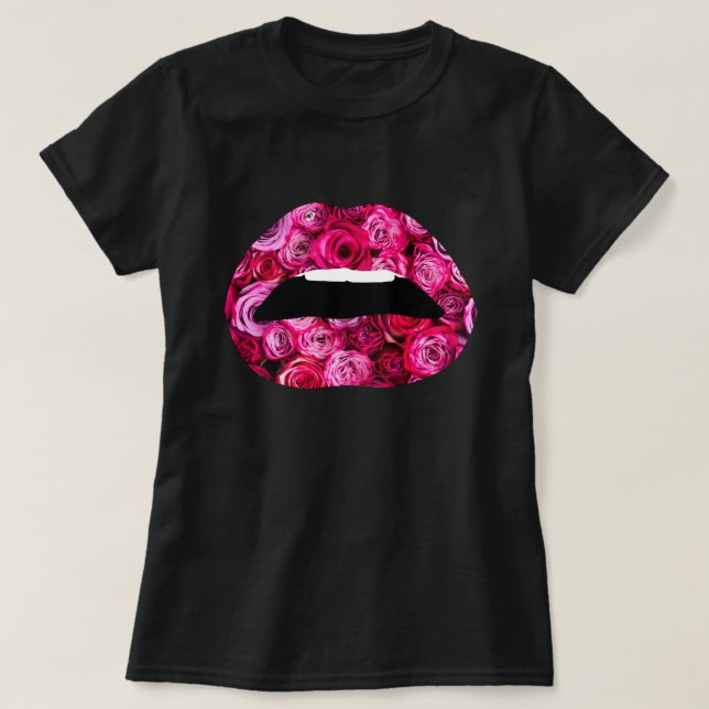 Flower lips print Women's Basic T-Shirt (Design Front)
