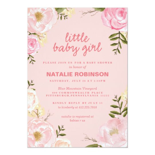 flower little baby girl baby shower invitations | Zazzle.com