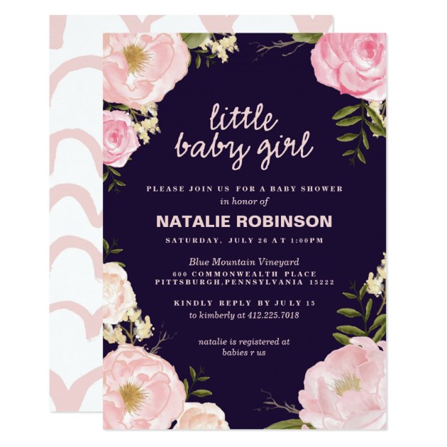 Flower Little Baby Girl Baby Shower Invitations