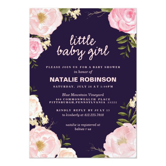 Flower Little Baby Girl Baby Shower Invitations Zazzle Com