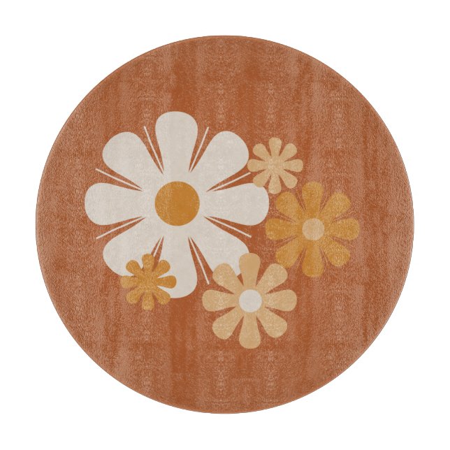 Flower Locus Retro Minimalist Floral Pattern Cutting Board (Front)