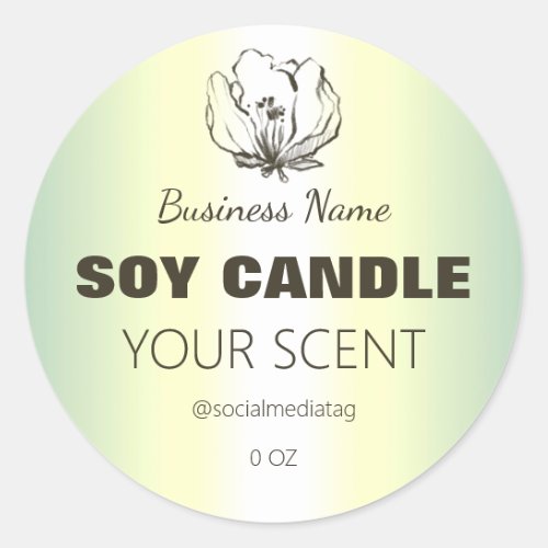 Flower Logo Holographic Soy Candle Product Labels