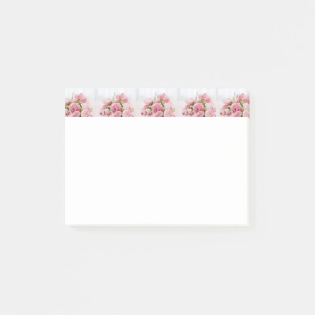 Flower Love Pink Roses Romantic Post it notes (Front)
