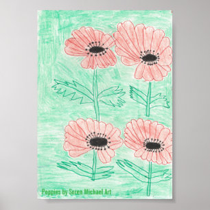 Flower Love - Poppies Poster