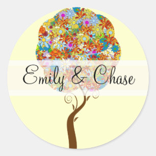 Flower Love Tree Wedding Stickers