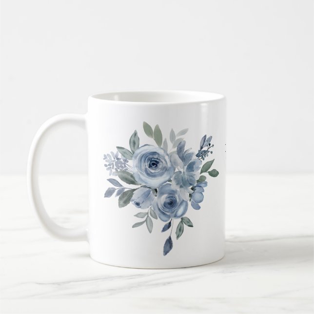 Flower Lover Blue Flowers Ceramic Coffee Mug (Left)