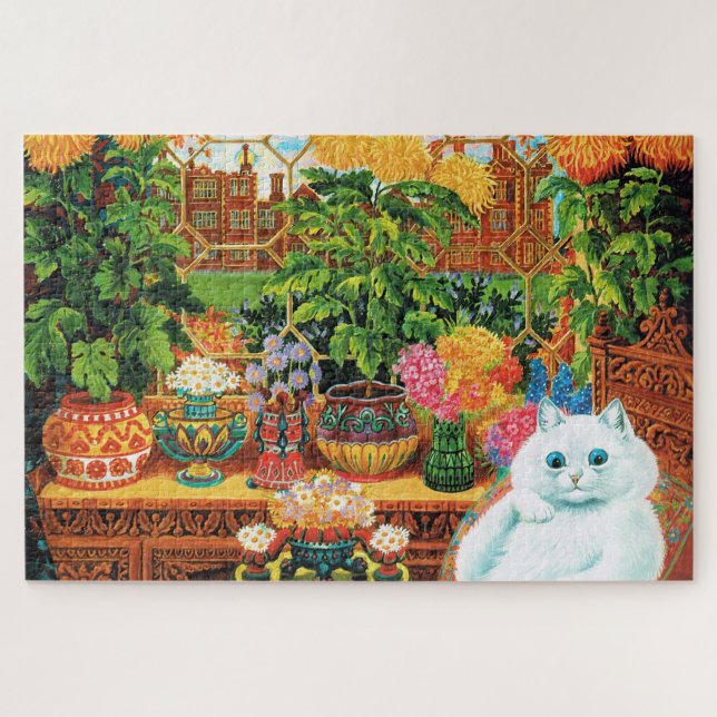 Flower Lovers Cat, Louis Wain Jigsaw Puzzle (Horizontal)