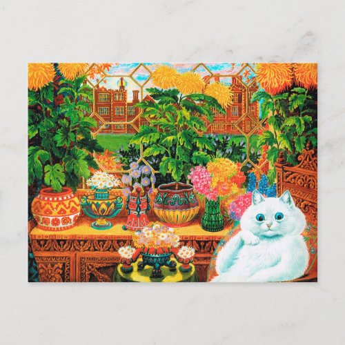 Flower Lovers Cat Louis Wain Postcard