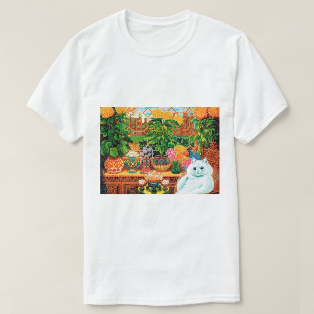 Flower Lovers Cat, Louis Wain T-Shirt (Design Front)
