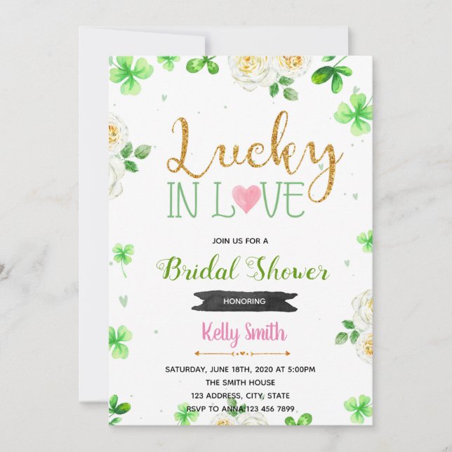 Flower lucky in love invitation (Front)