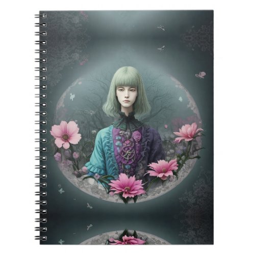 Flower Mage Girl _ Surrealist Lady Portrait Notebook