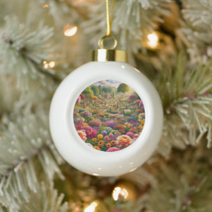 Flower magic – a paradise of colors ceramic ball christmas ornament