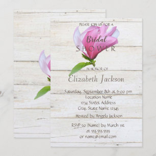 Flower,Magnolia Wood Texture Bridal Shower Invitation