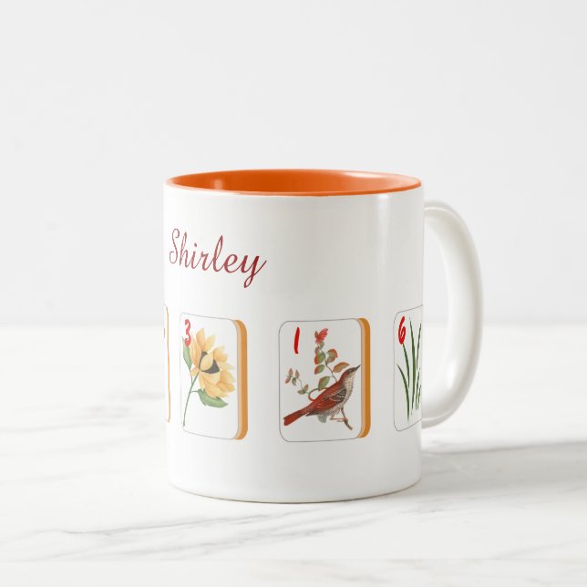 Flower Mahjong Tiles Personalized Mug (Front Right)